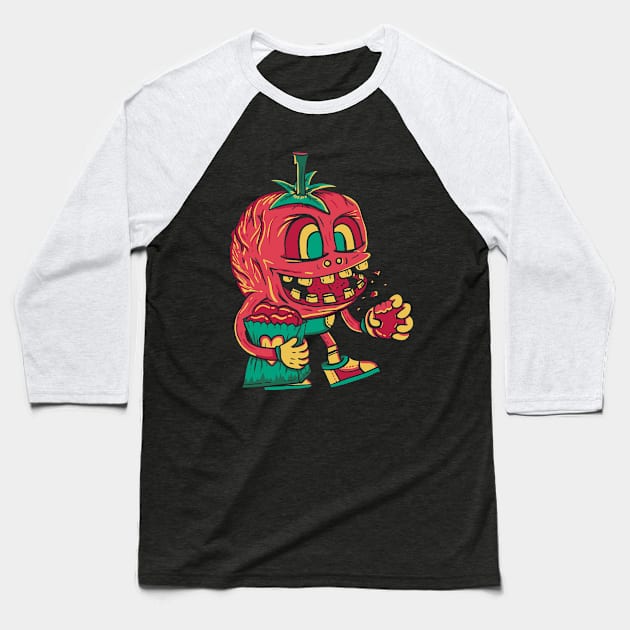 Tomato Monster Baseball T-Shirt by Mako Design 